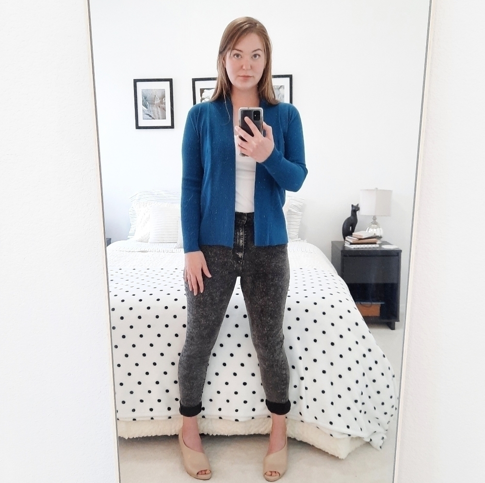 M Magaschoni Teal Cardigan Sweater M